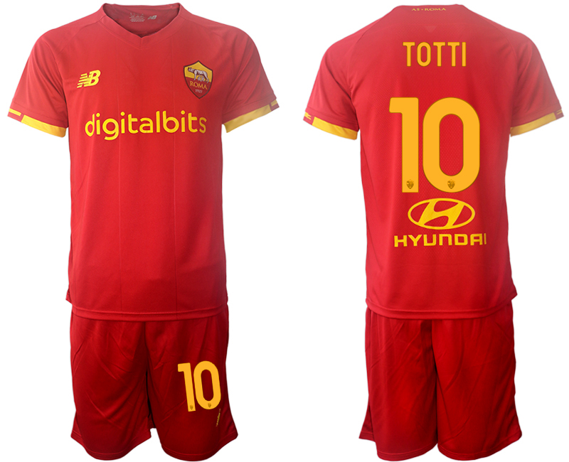 Men 2021-2022 Club AS Roma home red #10 Soccer Jersey